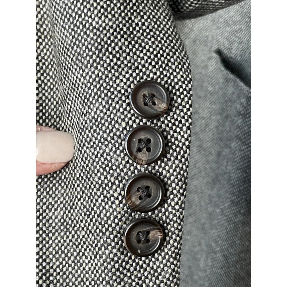 Michael Kors Men's Classic-Fit 100% Lambs Wool Sport Coat Jacket Black Plaid 44L